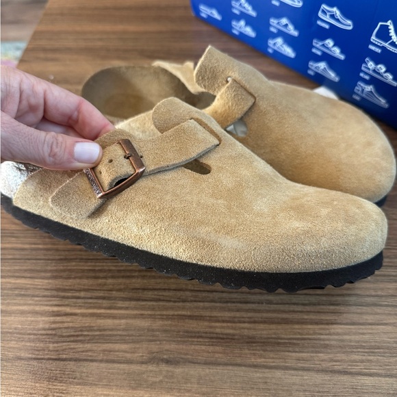 New Birkenstock Latte Suede Boston Clogs size 38 M / US size 7 - Picture 2 of 9